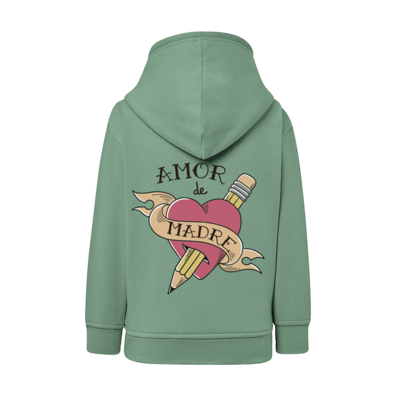 Sudadera con capucha verde Amor de madre