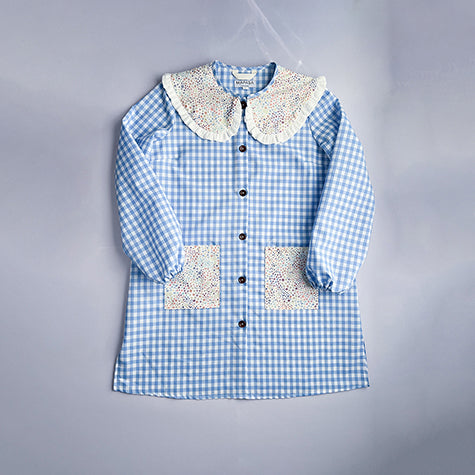 Bata profe - vichy azul personalizado - Mapasa Ohana