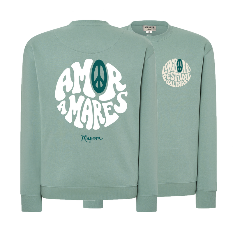 Amor a Mares sudadera adulto verde detalle