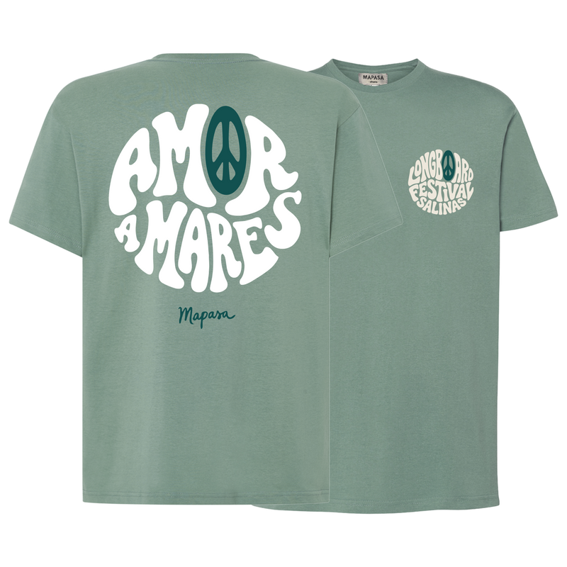 Amor a Mares camiseta adulto verde detalle