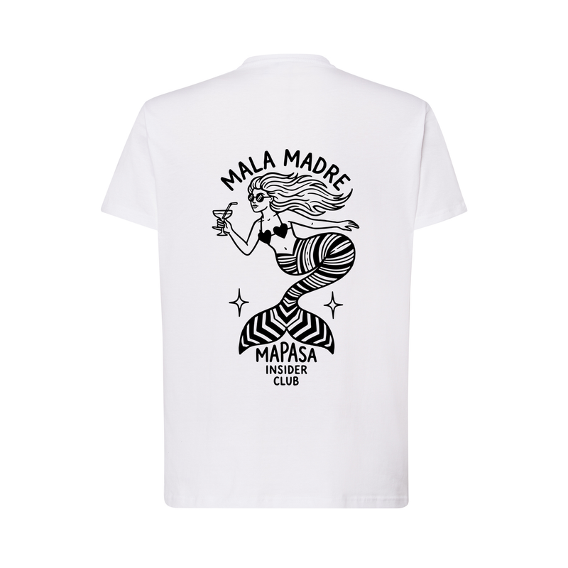 Espalda de la camiseta Mala madre: la sirena en negro