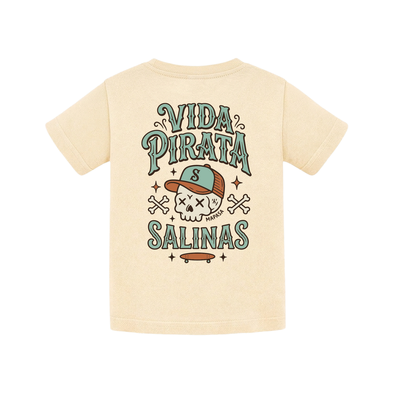 Camiseta bebé mantequilla Vida Pirata Salinas — espalda