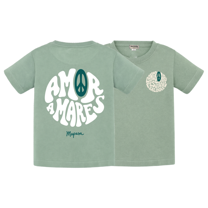 Amor a Mares camiseta bebé verde detalle