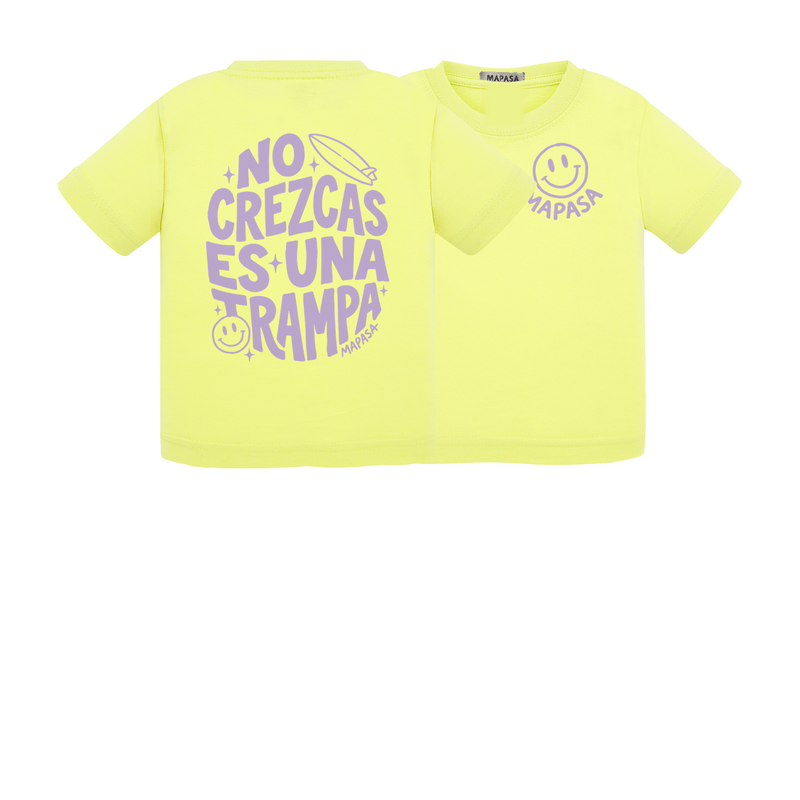 No crezcas es una trampa camiseta peque pistacho, espalda y pecho