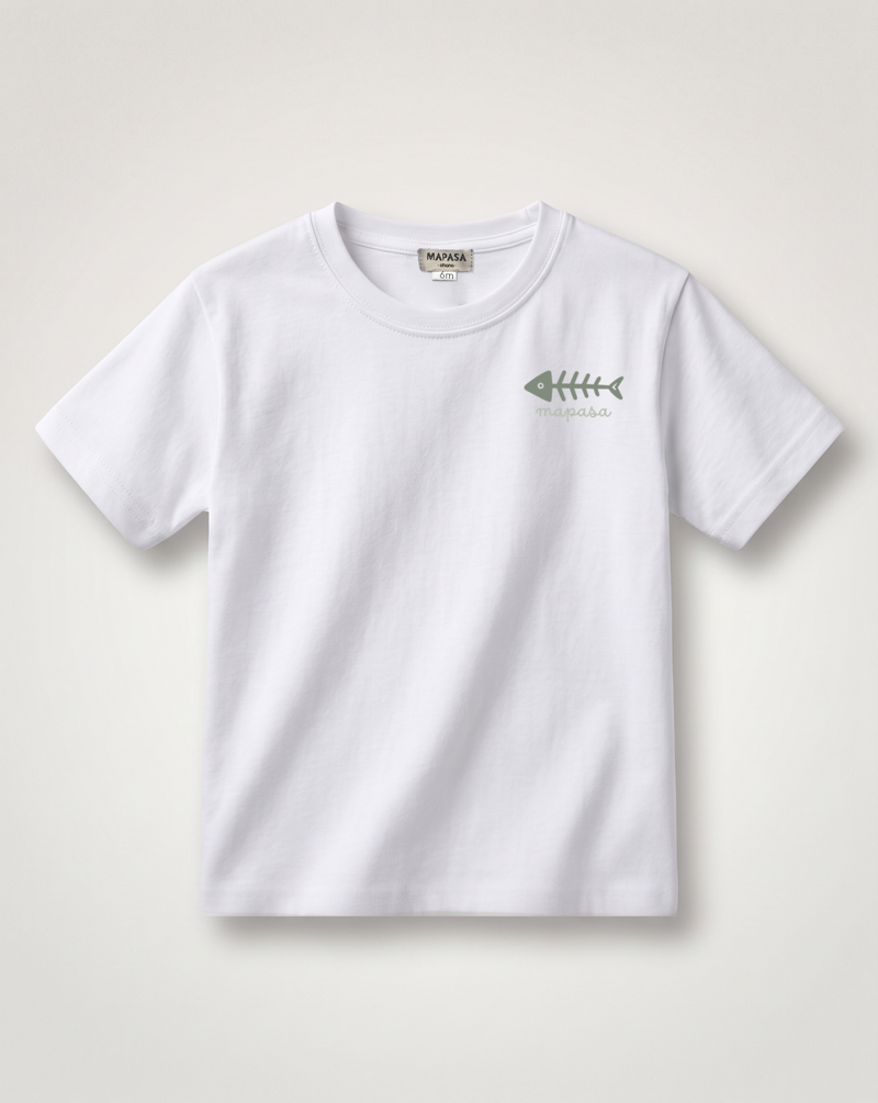 Camiseta blanca Bonita del Norte con la raspita en mint en el pecho