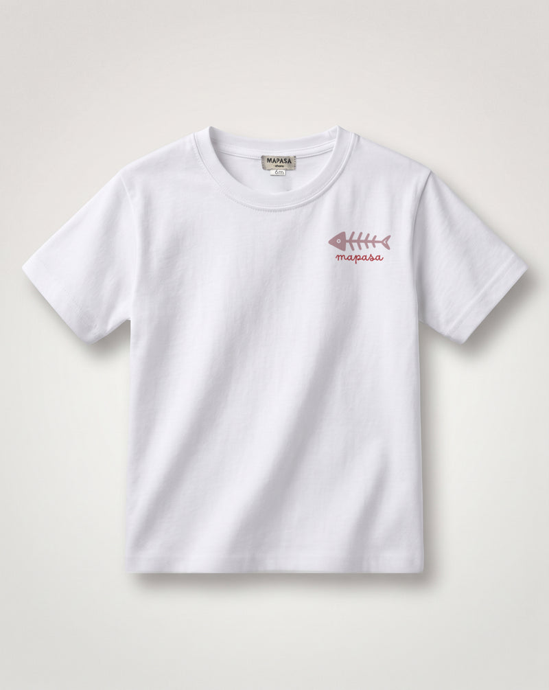 Camiseta blanca Bonita del Norte con la raspita en rojo en el pecho
