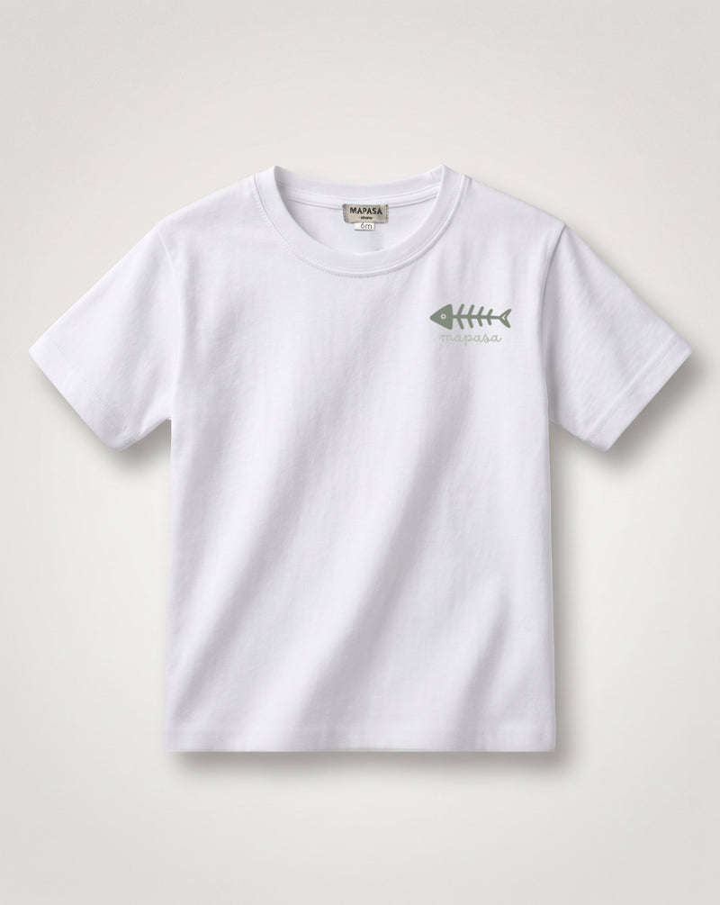 Camiseta blanca Bonito del Norte con la raspita en mint en el pecho