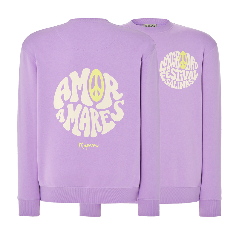 Sudadera adulto lavanda Amor a Mares — espalda y frente