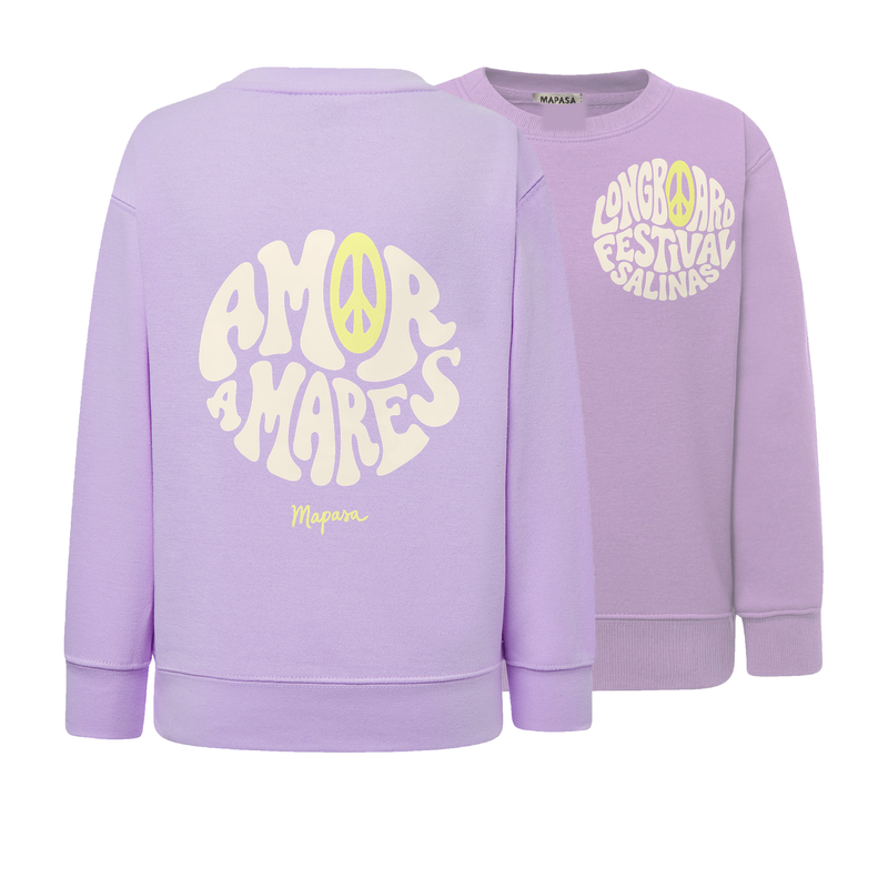 Sudadera peque lavanda Amor a Mares — espalda y frente